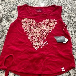 Lucky Girls Shirt Top Tank Red Blouse Heart Sleeveless Summer Beach Tomato
